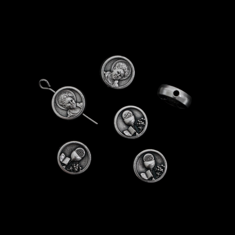 Saint Carlo Acutis Metal Spacer Beads - 9.5mm in diameter, sold in packs of 6 beads