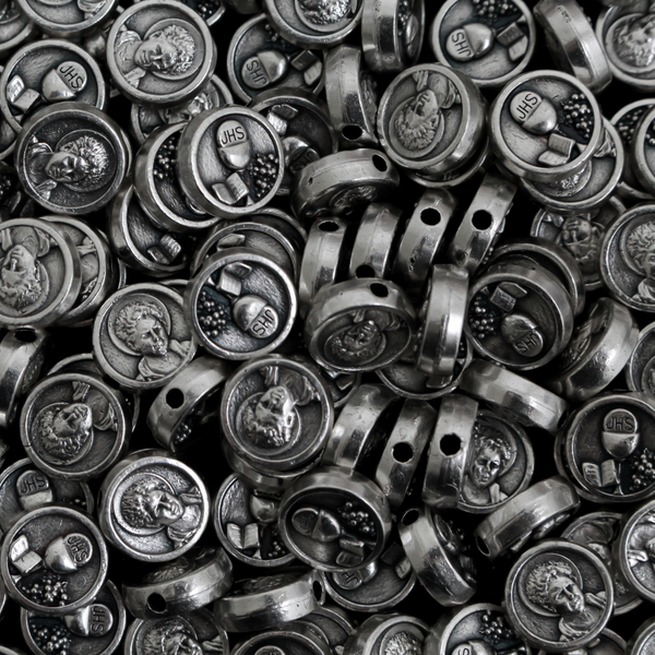 Saint Carlo Acutis Metal Spacer Beads - 9.5mm in diameter, sold in packs of 6 beads