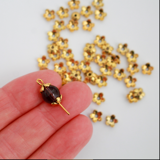 Antique Gold Flower Bead Caps 6mm diameter (Fit beads 6-10mm) Sold in pkgs 120 caps