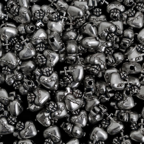 Sacred Heart of Jesus Metal Spacer Beads, 9.5mm x 8mm