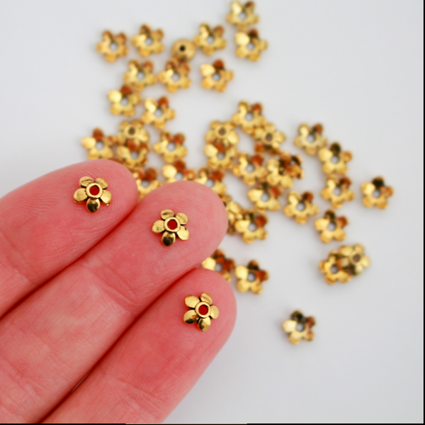 Antique Gold Flower Bead Caps 6mm diameter (Fit beads 6-10mm) Sold in pkgs 120 caps