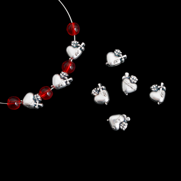 Sacred Heart of Jesus Metal Spacer Beads, 9.5mm x 8mm