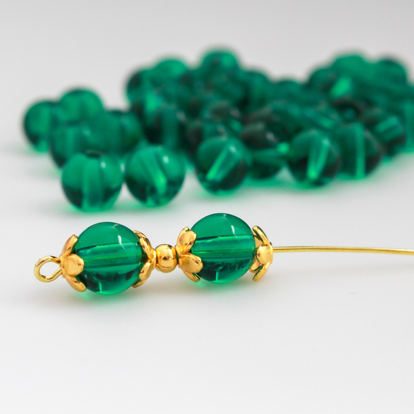 Sea Green Glass Beads 8mm Round Transparent Prayer Beads, 60pcs