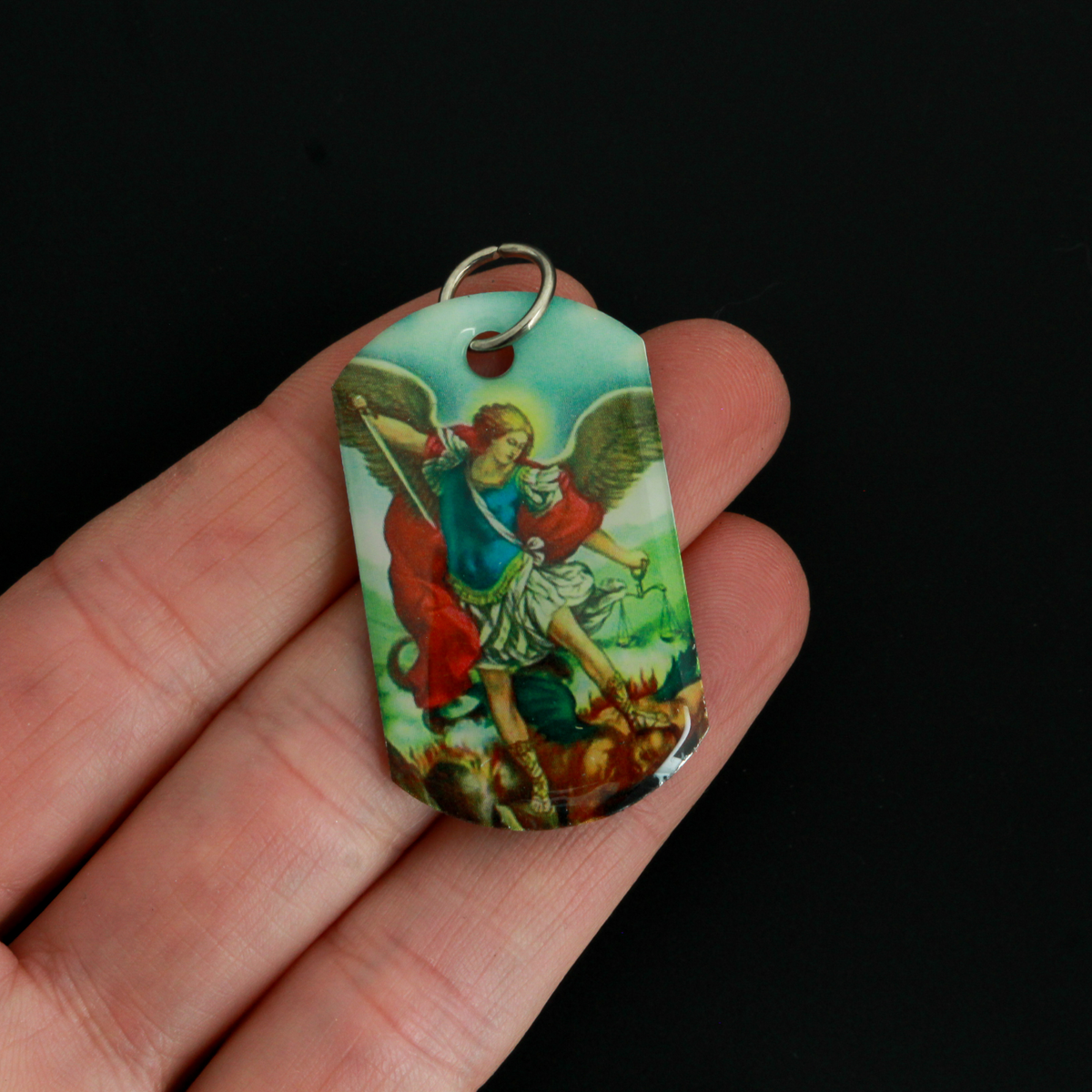 Religious Dogtag Pendants - St. Michael - Divine Mercy of Jesus - Our Lady of Grace, 40mm long