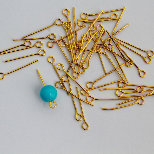 Golden Eye Pins 26mm long x 0.7mm (21 Gauge) - 100pcs