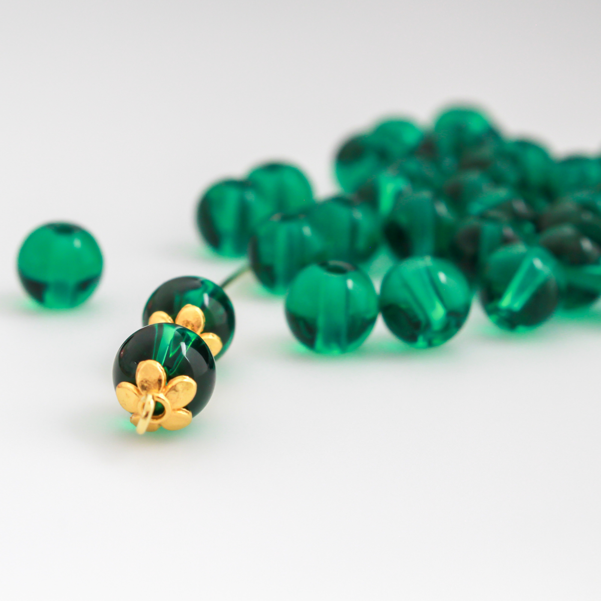 Sea Green Glass Beads 8mm Round Transparent Prayer Beads, 60pcs