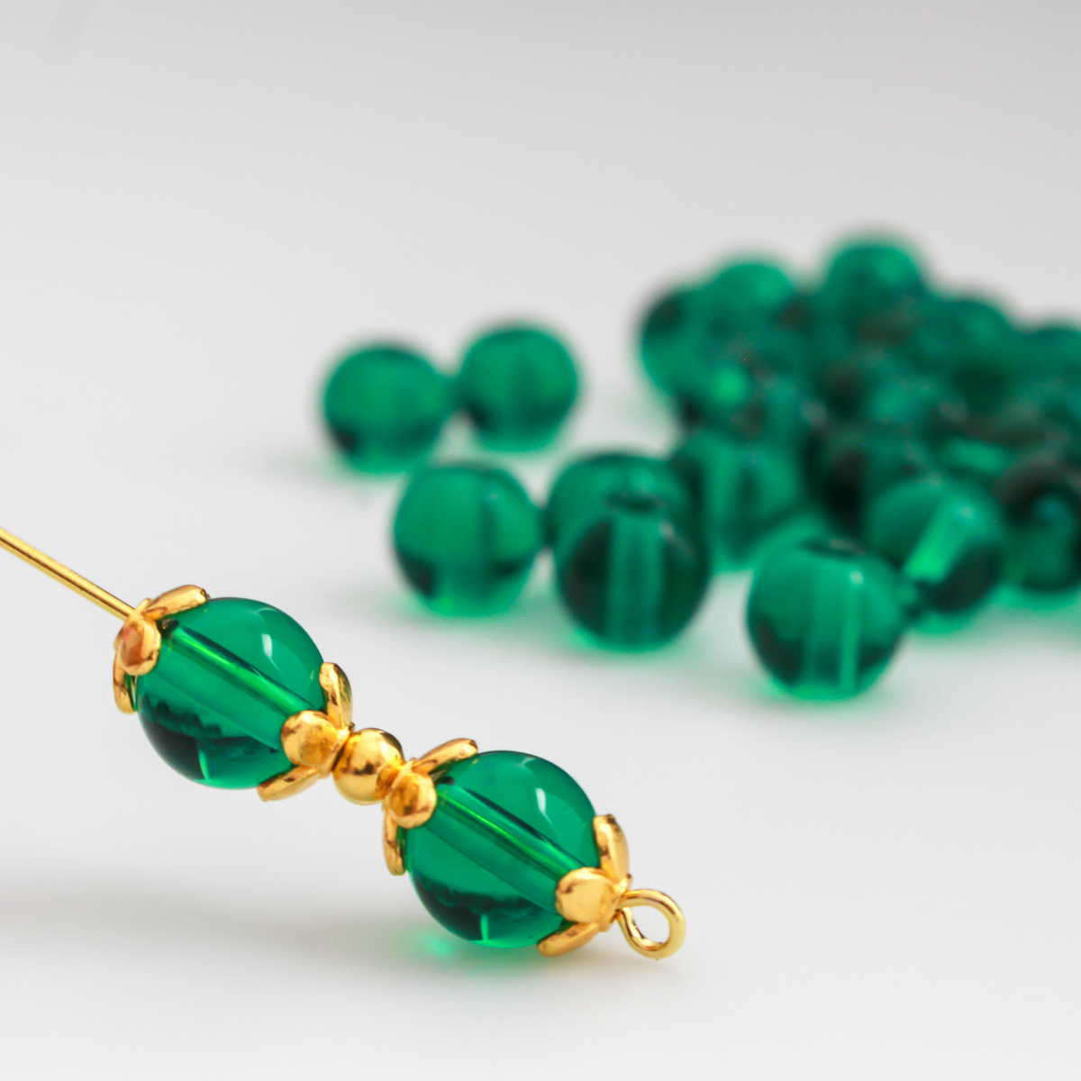 Sea Green Glass Beads 8mm Round Transparent Prayer Beads, 60pcs
