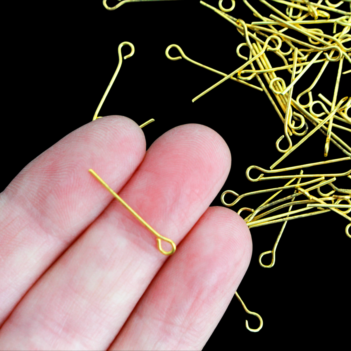 Golden Eye Pins 20mm long x 0.7mm (21 Gauge) - 100pcs