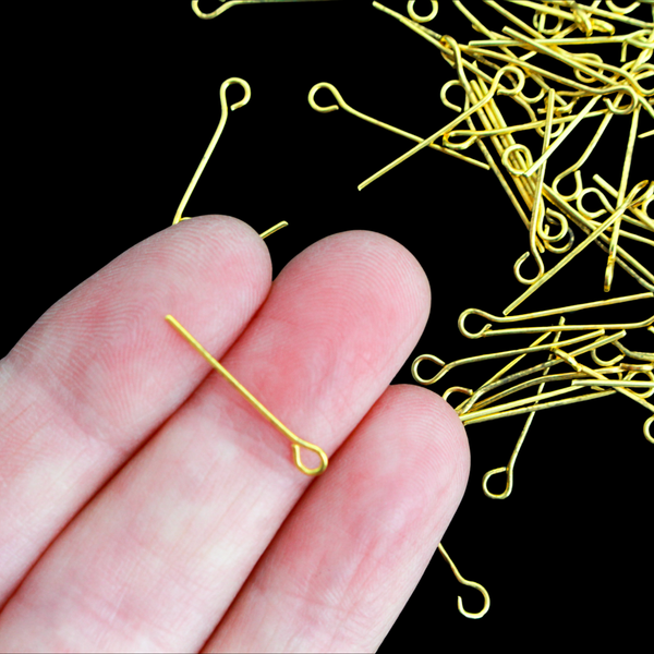 Golden Eye Pins 20mm long x 0.7mm (21 Gauge) - 100pcs