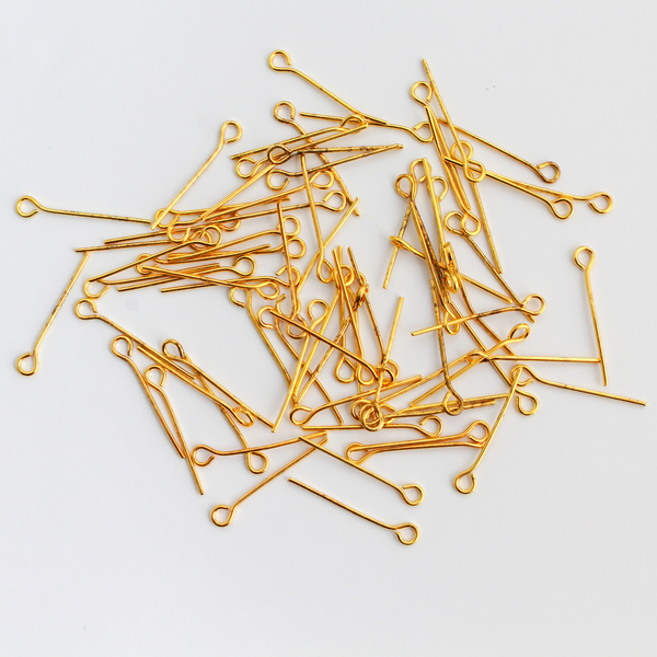 Golden Eye Pins 20mm long x 0.7mm (21 Gauge) - 100pcs