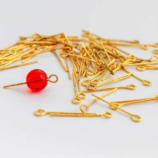 Golden Eye Pins 20mm long x 0.7mm (21 Gauge) - 100pcs