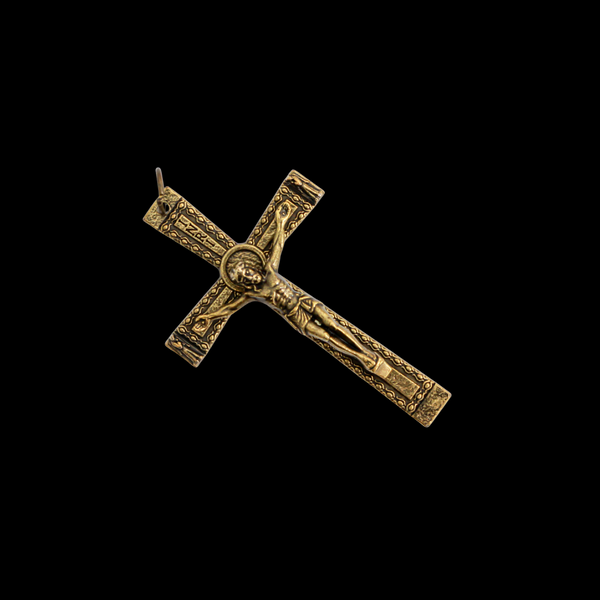Bronze Textured Crucifix Cross with Angels on Each End 2" Long