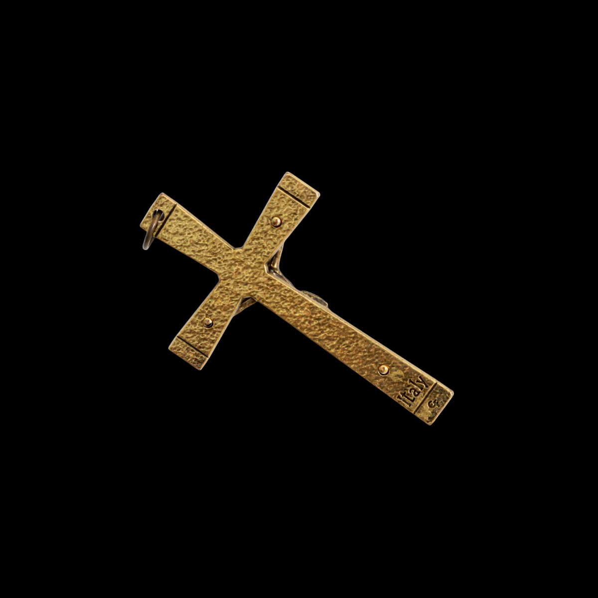 Bronze Textured Crucifix Cross with Angels on Each End 2" Long