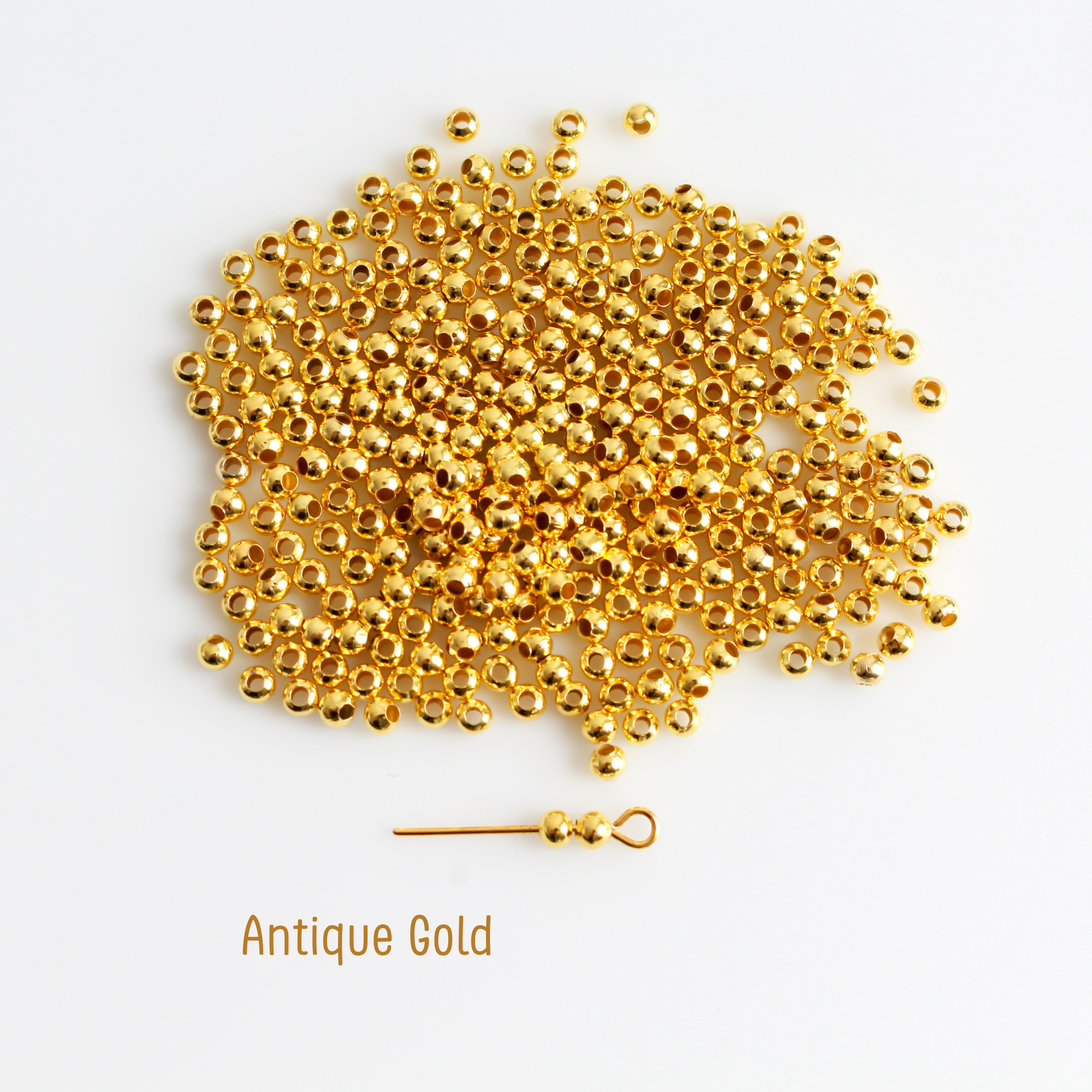 Iron Spacer Beads, Round 3mm in Diameter Available in Silver, Bronze, Gold - 300pcs