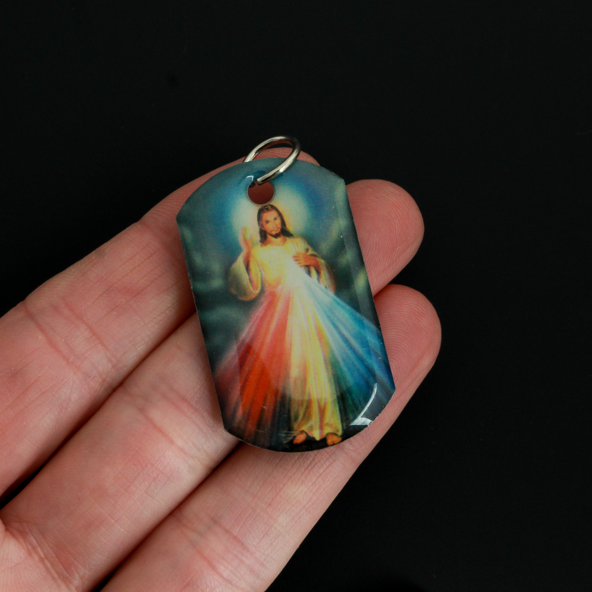Religious Dogtag Pendants - St. Michael - Divine Mercy of Jesus - Our Lady of Grace, 40mm long