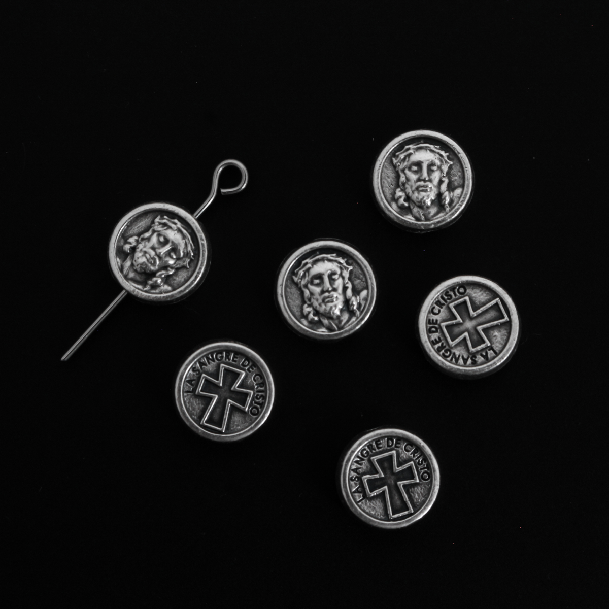 Holy Face of Christ Metal Spacer Beads - Le Sangre De Cristo - 9.5mm in diameter, 60pcs