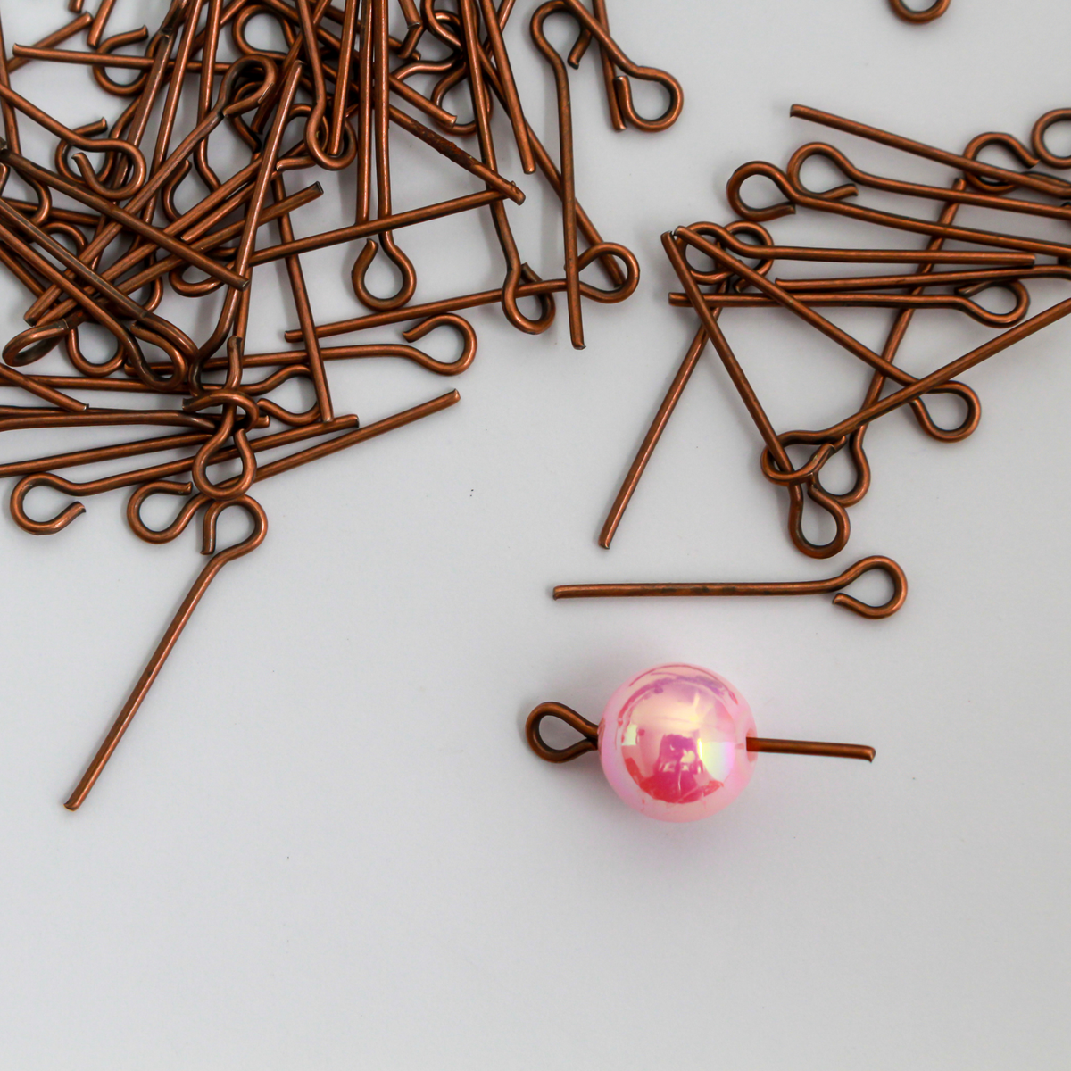 Red Copper Eye Pins 18mm x 0.7mm (21 gauge) Iron Alloy, 100pcs