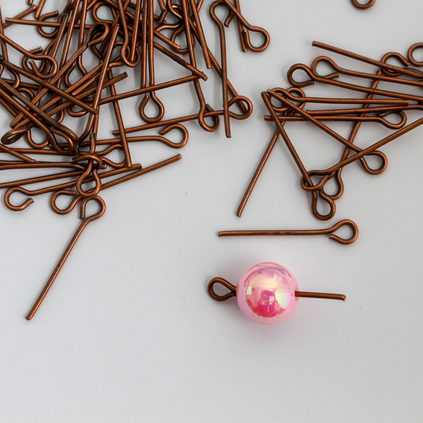 Red Copper Eye Pins 18mm x 0.7mm (21 gauge) Iron Alloy, 100pcs