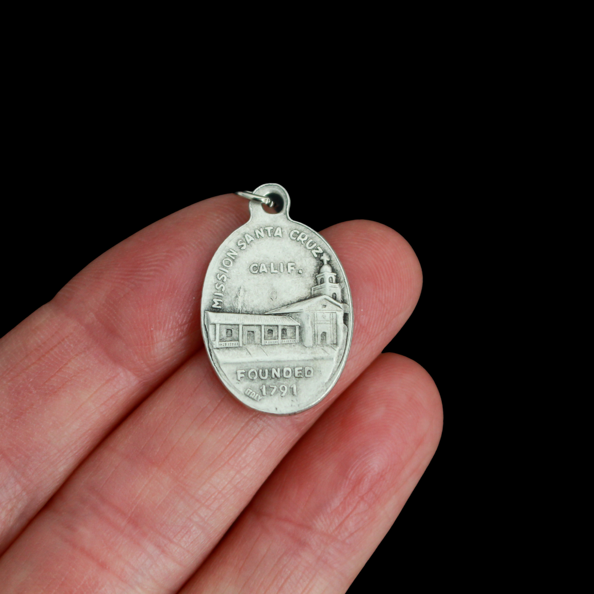 Mission Santa Cruz Medal with St. Junipero Serra - Made in Italy