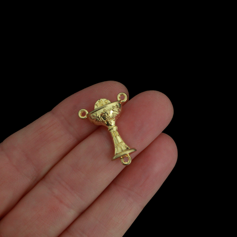 Gold Holy Communion Chalice Rosary Centerpiece - Holy Eucharist JHS Christogram