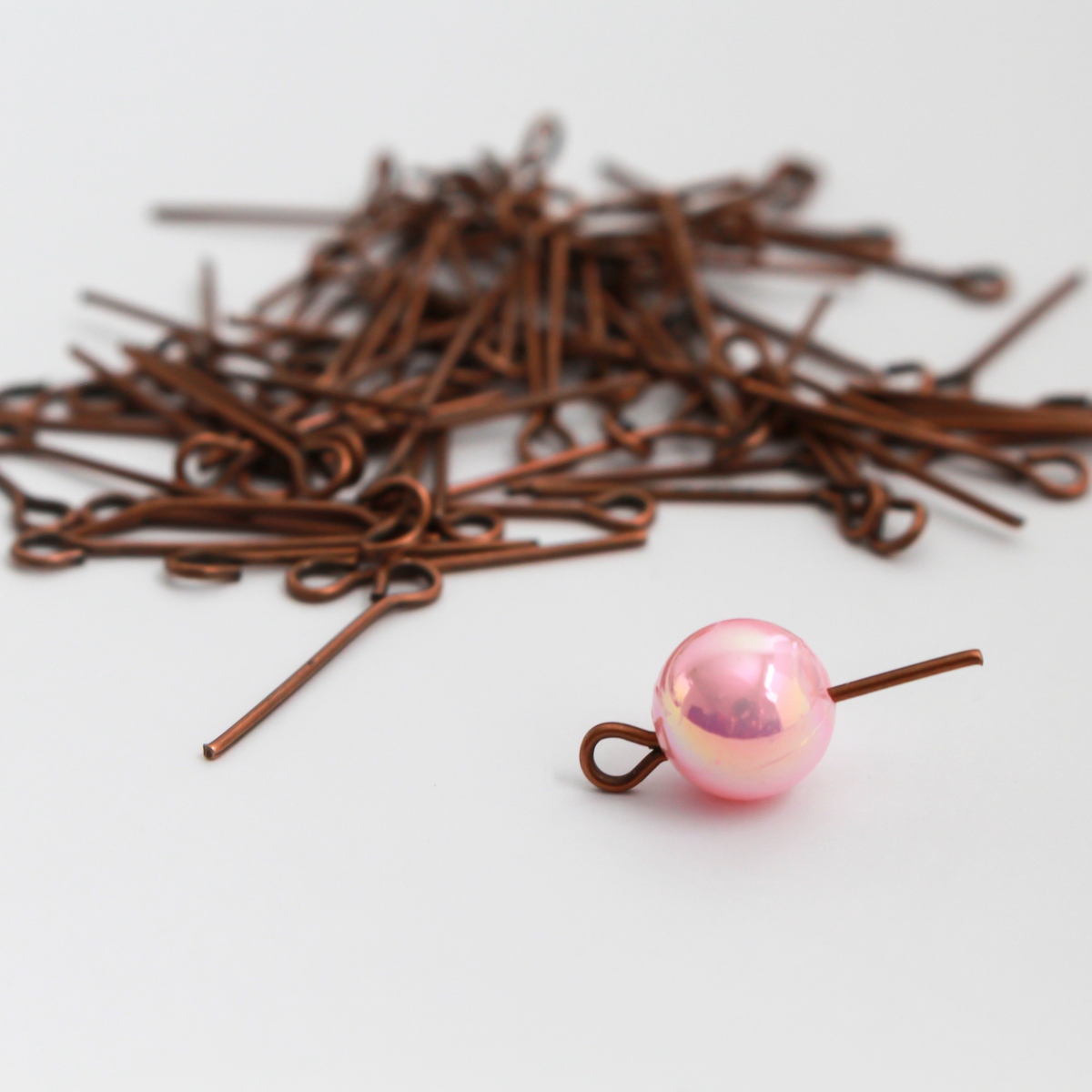 Red Copper Eye Pins 18mm x 0.7mm (21 gauge) Iron Alloy, 100pcs