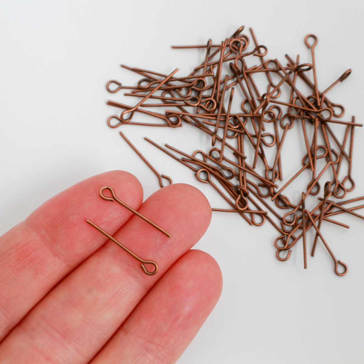 Red Copper Eye Pins 18mm x 0.7mm (21 gauge) Iron Alloy, 100pcs