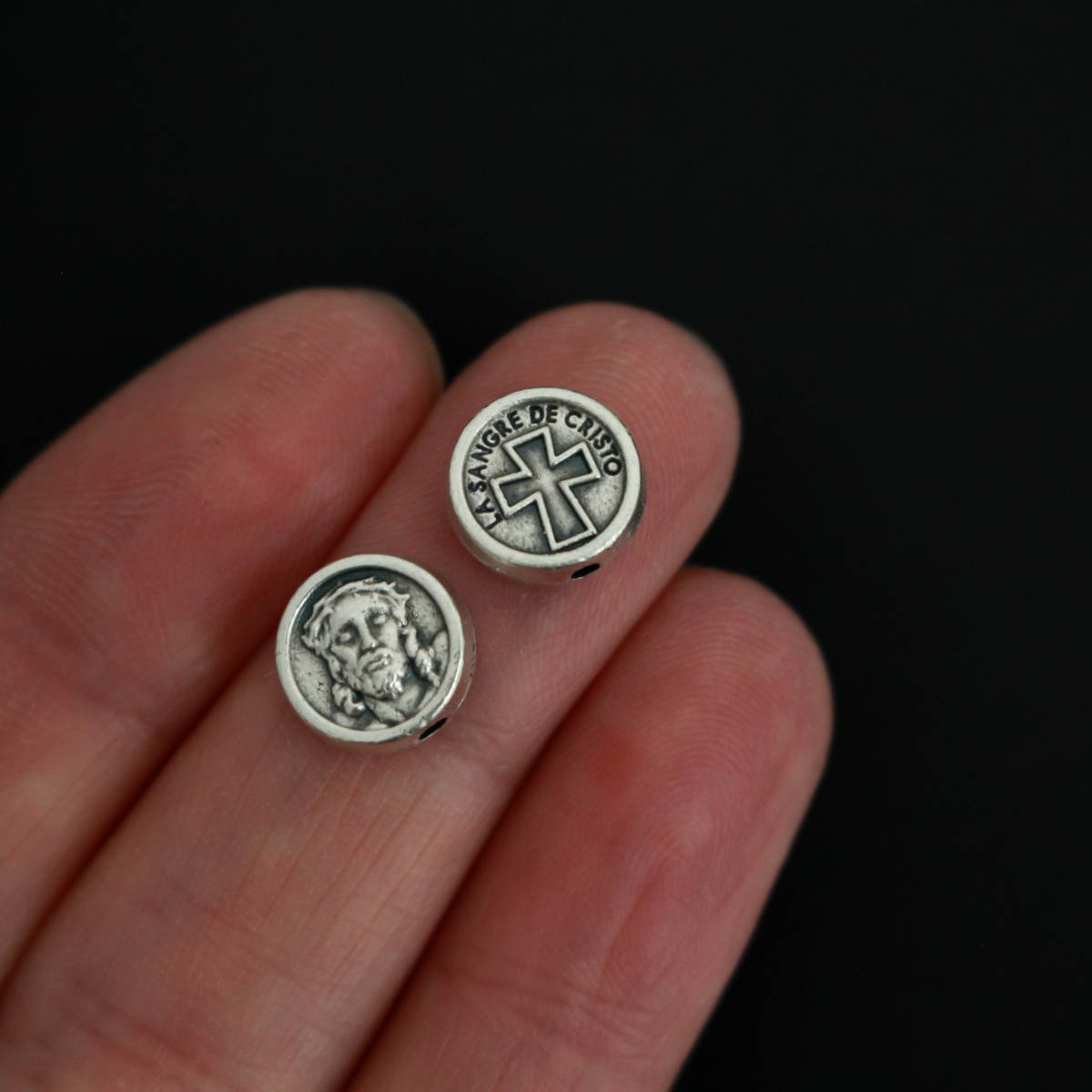 Holy Face of Christ Metal Spacer Beads - Le Sangre De Cristo - 9.5mm in diameter, 60pcs