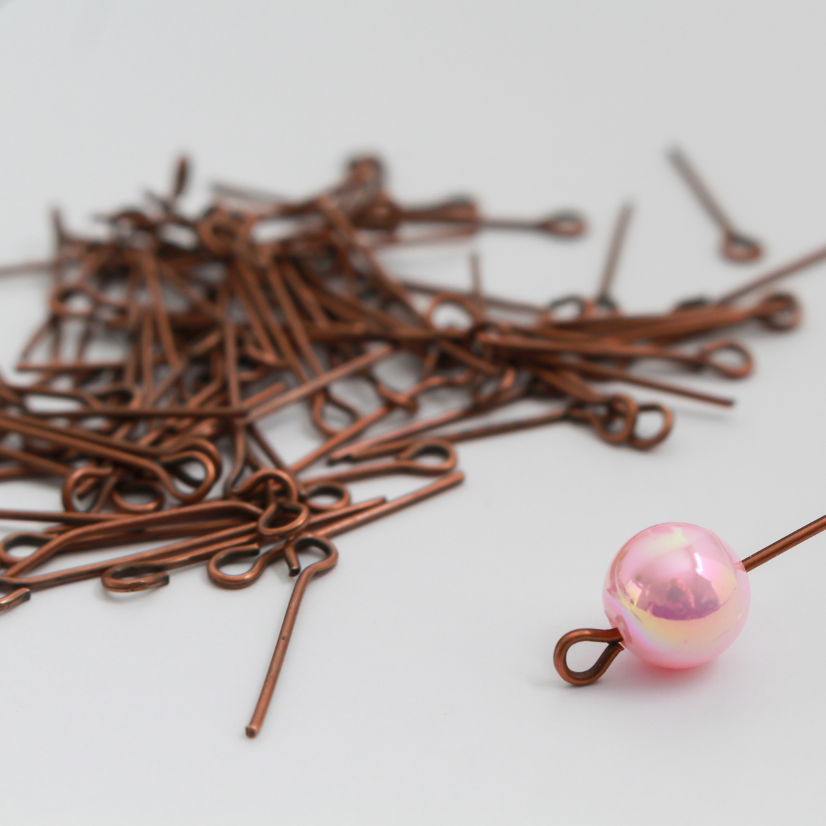 Red Copper Eye Pins 18mm x 0.7mm (21 gauge) Iron Alloy, 100pcs