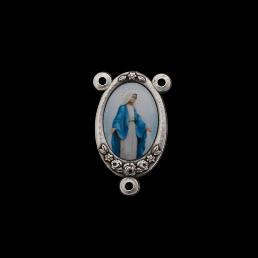 Our Lady of Grace Color Image Rosary Centerpiece, Made in Italy
