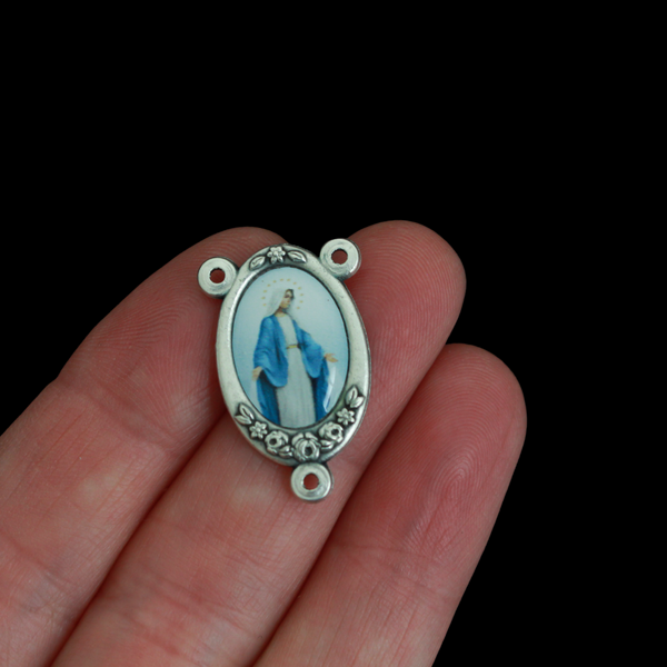 Our Lady of Grace Color Image Rosary Centerpiece, Made in Italy