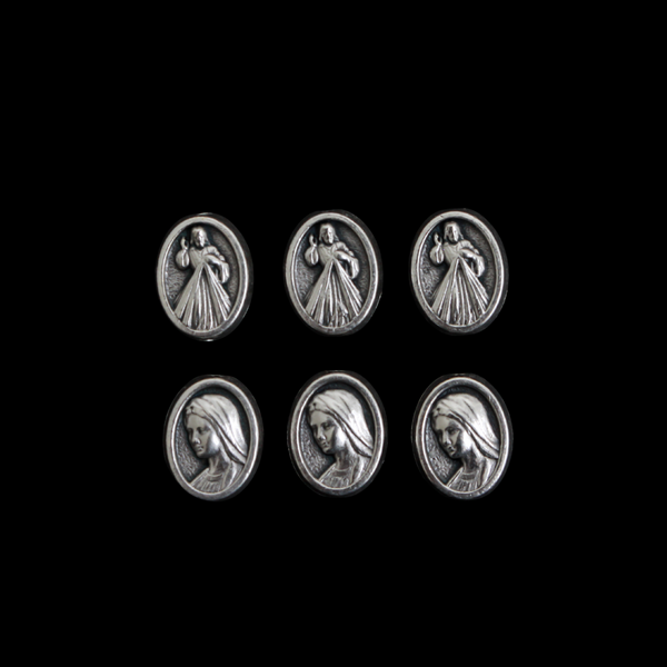 Divine Mercy and Our Lady of Medjugorje Metal Rosary Beads, 9.5mm x 7mm, 6pcs