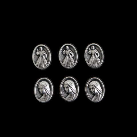 Divine Mercy and Our Lady of Medjugorje Metal Rosary Beads, 9.5mm x 7mm, 6pcs