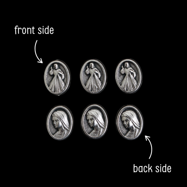 Divine Mercy and Our Lady of Medjugorje Metal Rosary Beads, 9.5mm x 7mm, 6pcs