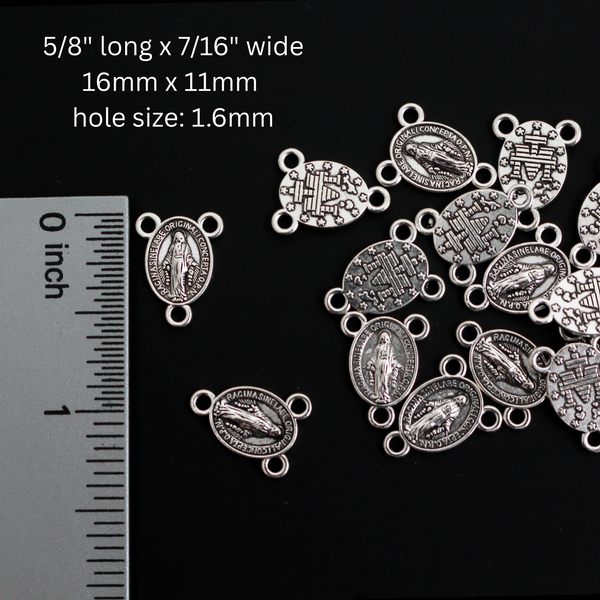 Mini Miraculous Medal Rosary Centerpieces in Antique Silver Tone Color, 25pcs