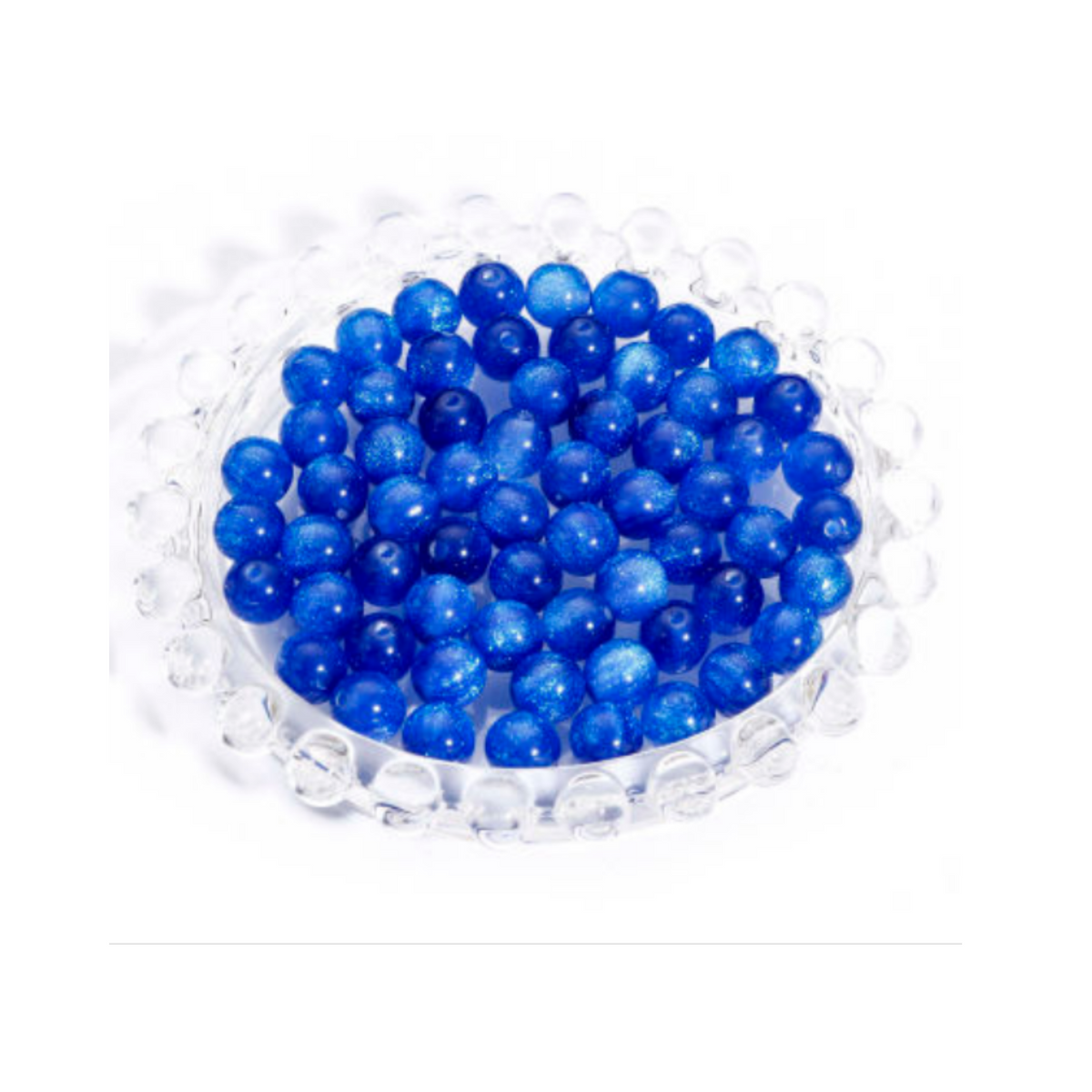 Starry Sky Rosary Beads – 8mm Round Blue Glitter Acrylic Beads, 60pcs