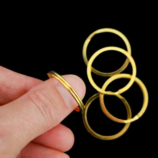 Gold Split Key Rings - 25mm Iron Based Alloy, 5 pcs