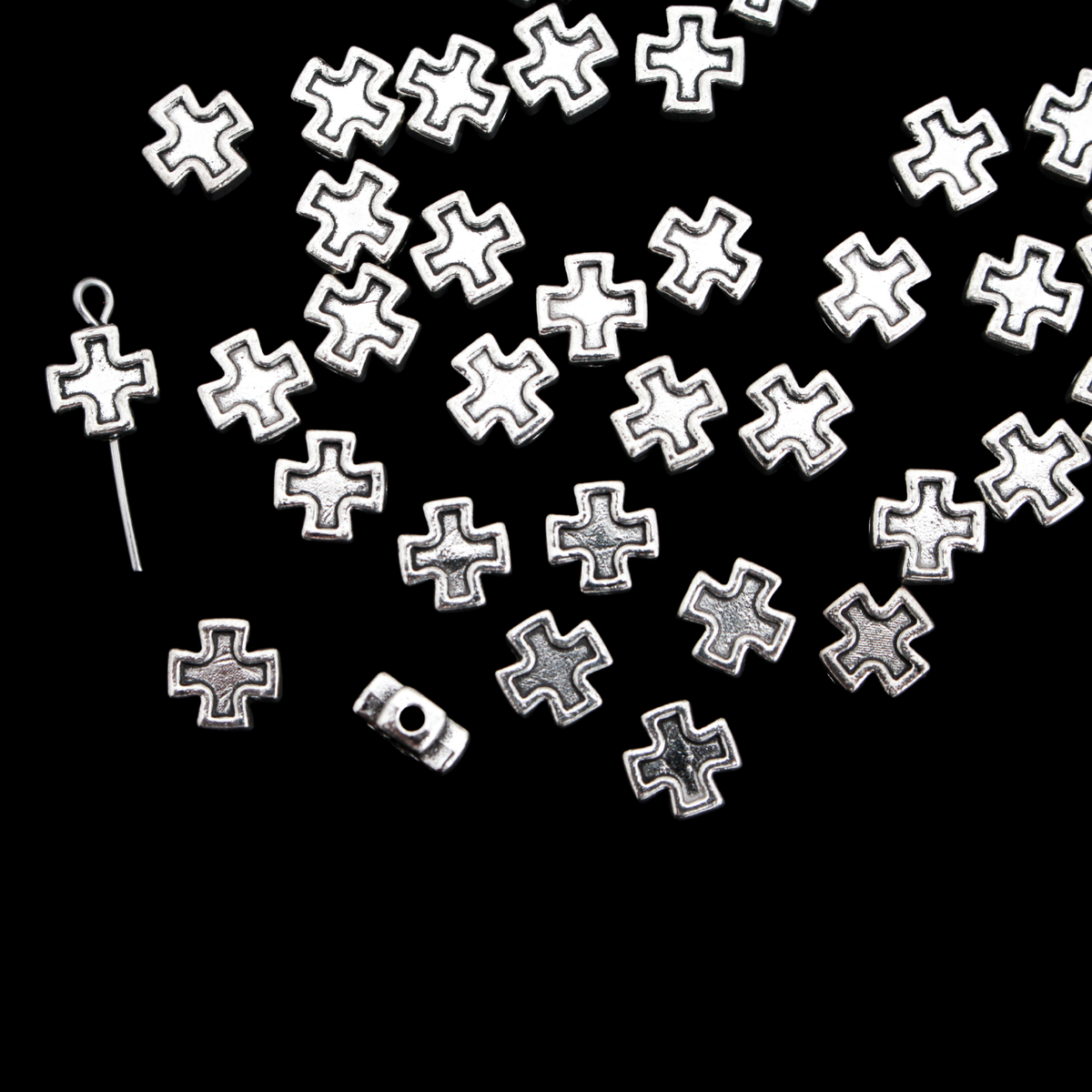 Cross Shaped Metal Spacer Beads 8mmx8mm, 60pcs