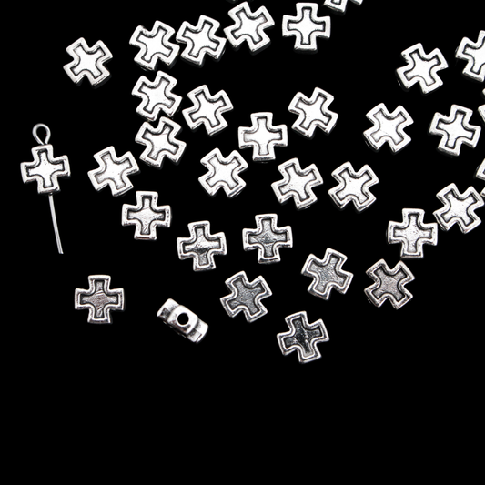 Cross Shaped Metal Spacer Beads 8mmx8mm, 60pcs