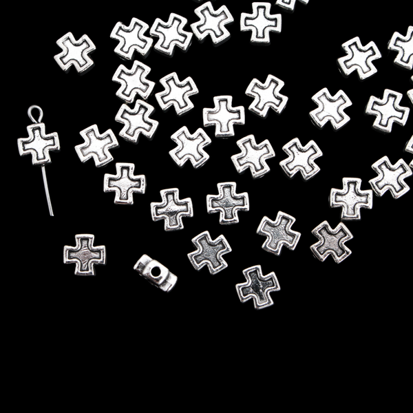 Cross Shaped Metal Spacer Beads 8mmx8mm, 60pcs