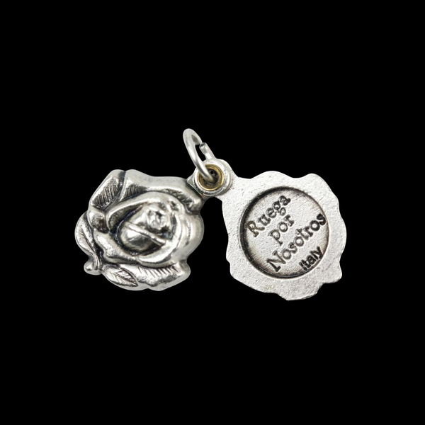 Sliding Rose Locket of Our Lady of Guadalupe in Spanish Ruega Por Nosotros