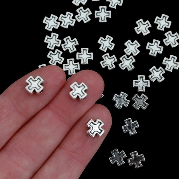 Cross Shaped Metal Spacer Beads 8mmx8mm, 60pcs