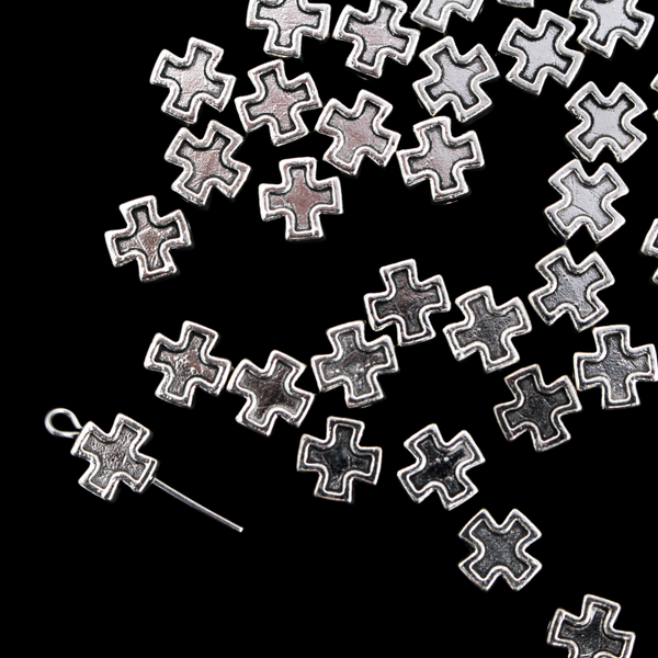 Cross Shaped Metal Spacer Beads 8mmx8mm, 60pcs