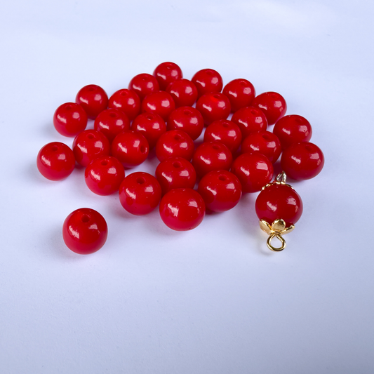 Blood Red Glass Beads - Opaque Smooth Round Prayer Beads for Rosaries - 60pcs