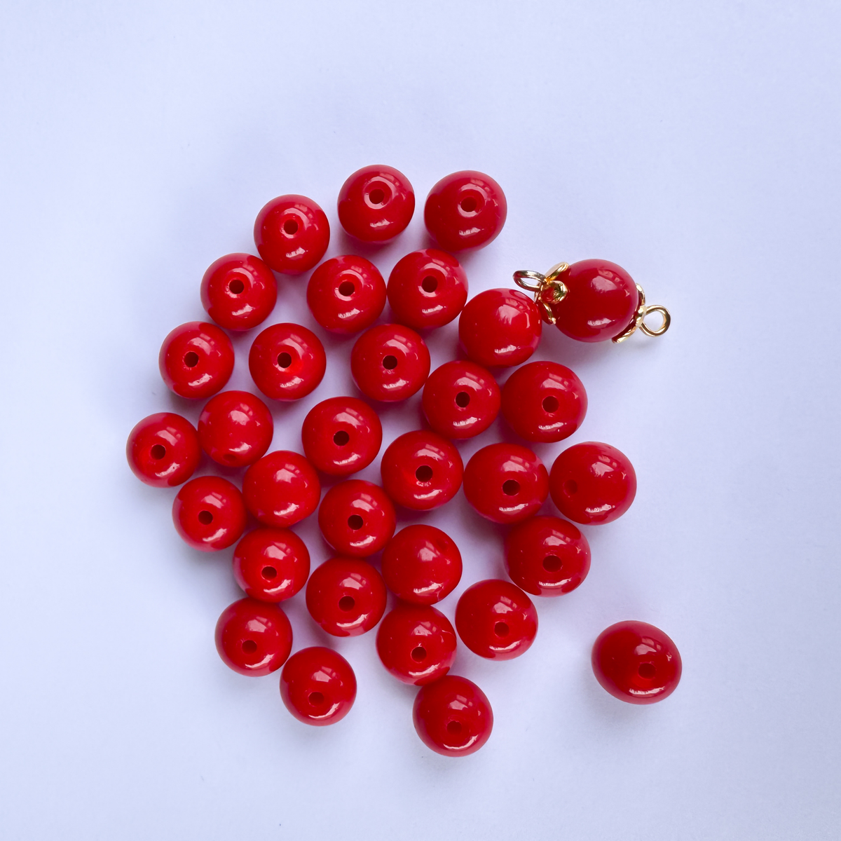 Blood Red Glass Beads - Opaque Smooth Round Prayer Beads for Rosaries - 60pcs