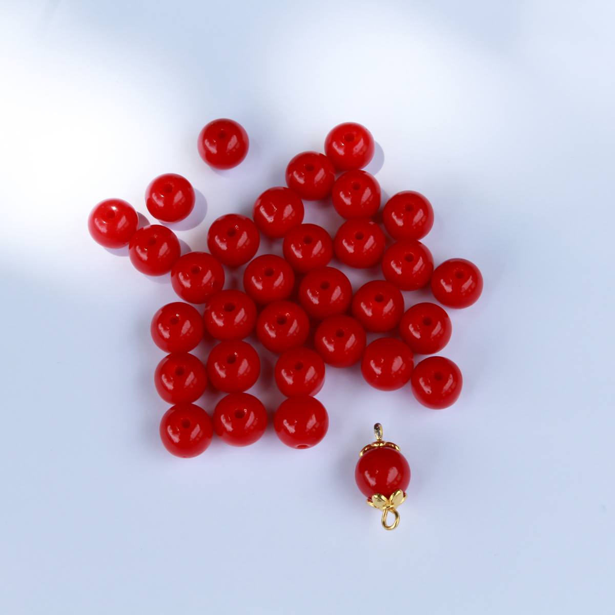 Blood Red Glass Beads - Opaque Smooth Round Prayer Beads for Rosaries - 60pcs