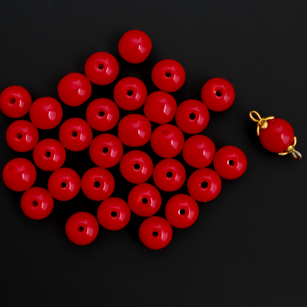 Blood Red Glass Beads - Opaque Smooth Round Prayer Beads for Rosaries - 60pcs