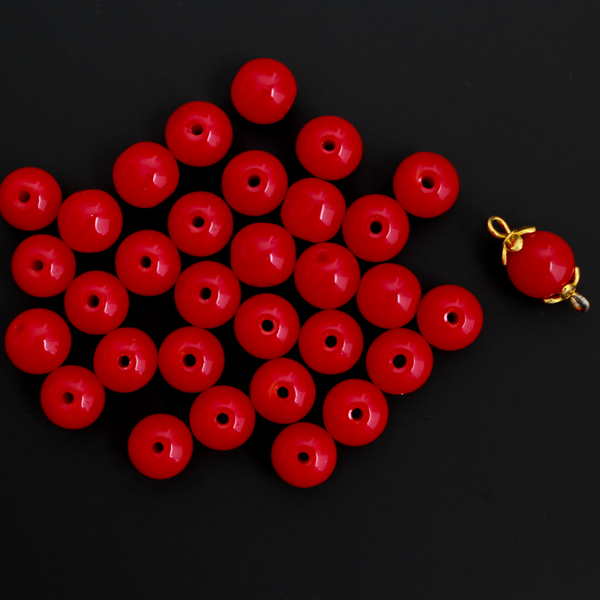 Blood Red Glass Beads - Opaque Smooth Round Prayer Beads for Rosaries - 60pcs