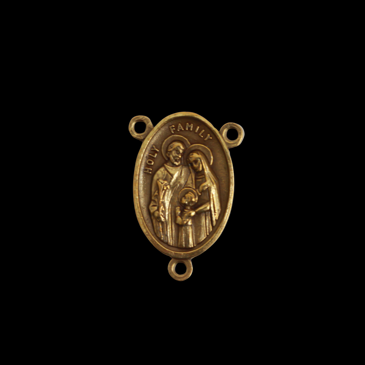 Bronze Holy Family, Holy Spirit Rosary Centerpiece, 1 inch long, Made in Italy