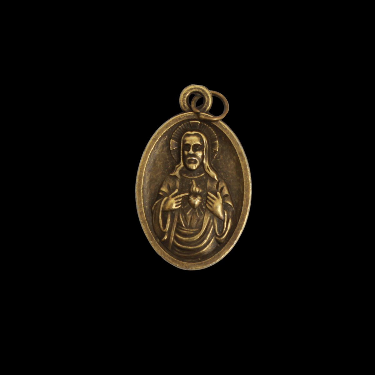 Immaculate Heart of Mary and Sacred Heart of Jesus Medal in Antiqued Bronze