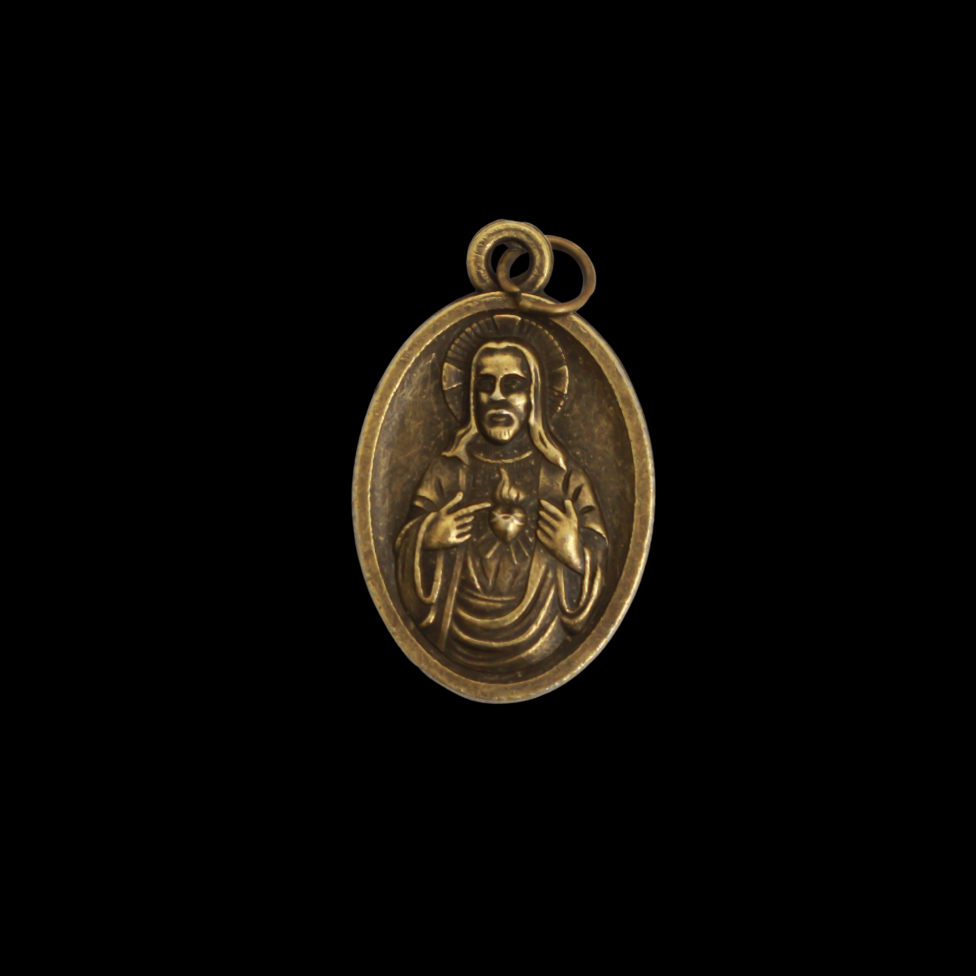 Immaculate Heart of Mary and Sacred Heart of Jesus Medal in Antiqued Bronze